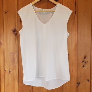 J. Crew sleeveless white sheer scoop neck blouse